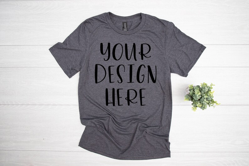 Download Anvil 980 Heather Dark Grey Unisex T-Shirt Mockup T-shirt ...