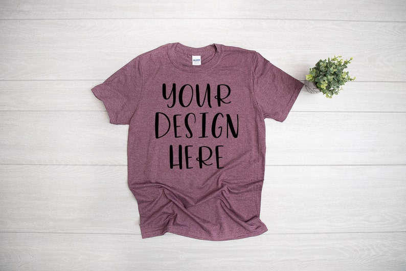 Download Gildan 640 Heather Maroon Unisex T Shirt Mockup T-shirt | Etsy