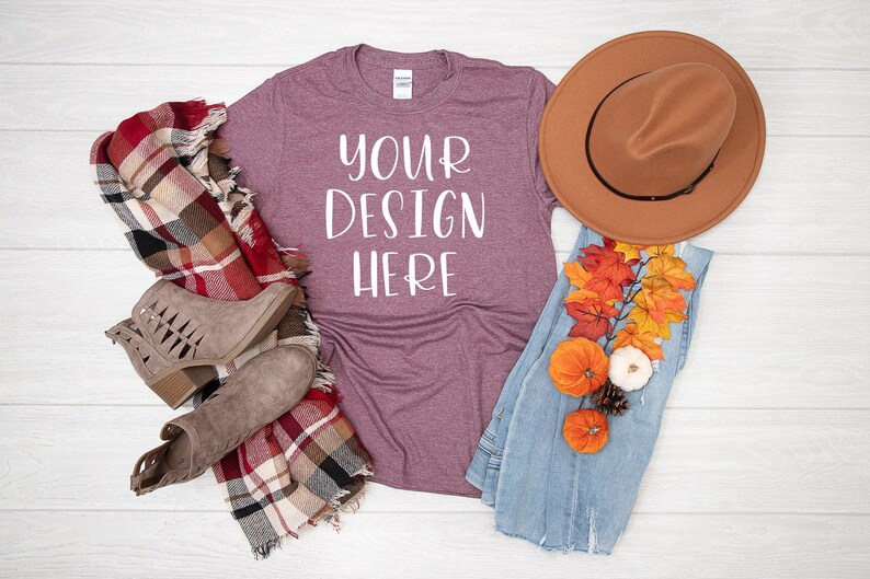 Download Gildan 640 Heather Maroon Unisex T-shirt Mock Up Shirt ...