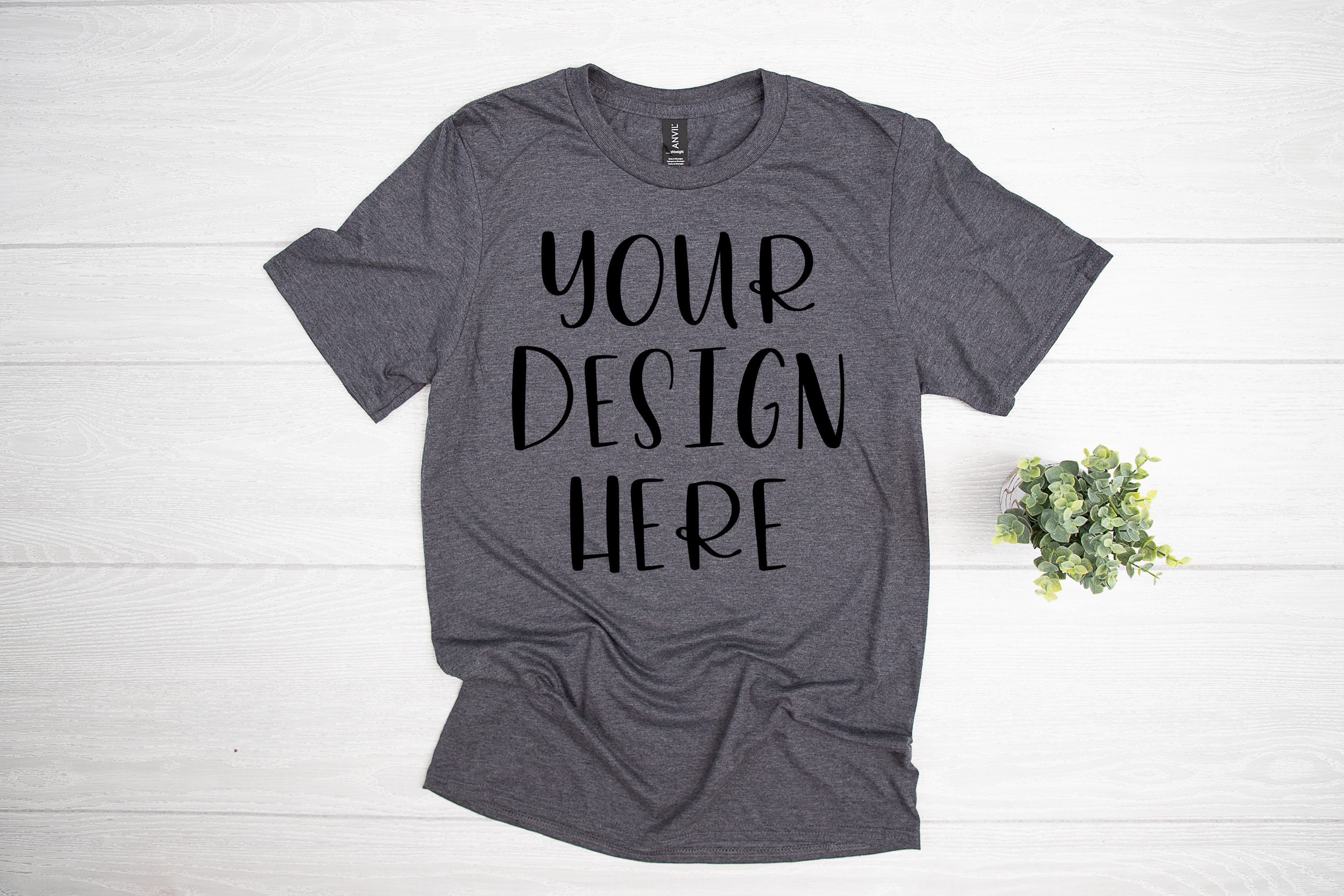 Download Anvil 980 Heather Dark Grey Unisex Camiseta Mockup Maqueta | Etsy
