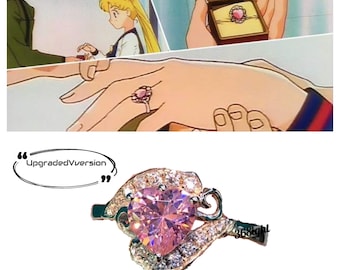 Silver Sailor Moon movie version Tsukino Usagi Chiba Mamoru Marriage Proposal Engagement Upgraded ring 925 Silver