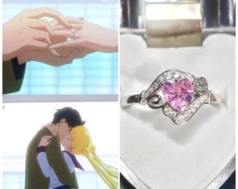 Silver Sailor Moon movie version Tsukino Usagi Chiba Mamoru Marriage Proposal Engagement Upgraded ring 925 Silver