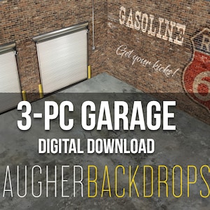 1:43 Scale diorama miniature 3 piece Garage — DIGITAL DOWNLOAD