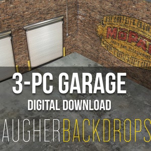 1:18 Scale diorama miniature 3 piece Garage — DIGITAL DOWNLOAD