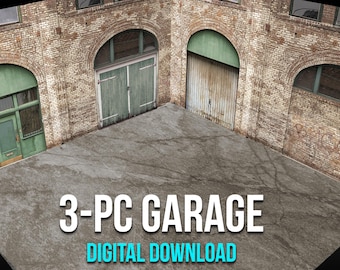 1:64 Scale Diorama Miniature 3-piece Garage Shop Diecast Model Car Background Display PRINTABLE DIGITAL DOWNLOAD
