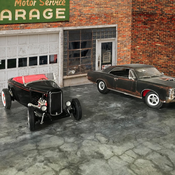 1:24 scale diorama miniature 3 piece garage — cars NOT included. DIGITAL DOWNLOAD