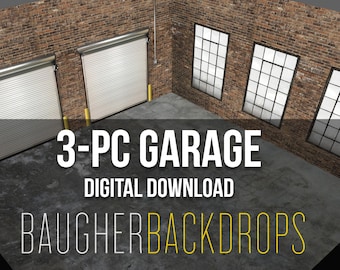1:24 scale 3 piece garage — cars NOT included. DIGITAL DOWNLOAD