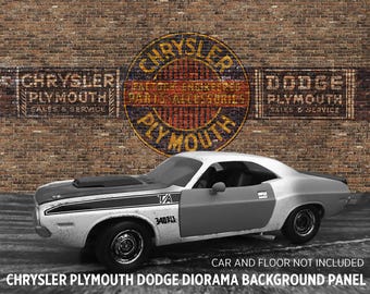 1:18 Scale Diorama Miniature Dodge Chrysler Plymouth Garage Shop Wall Diecast Model Car Background Display PRINTABLE DIGITAL DOWNLOAD