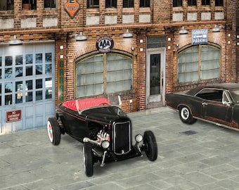 1:24 Scale Diorama Miniature Garage Shop Wall Diecast Model Car Background Display PRINTABLE DIGITAL DOWNLOAD