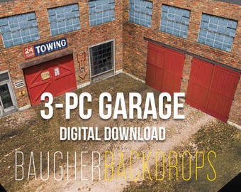 1:24 Scale Diorama Miniature 3 piece Garage Shop Diecast Model Car Background Display PRINTABLE DIGITAL DOWNLOAD