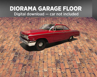 1:24 Scale Diorama Miniature Garage Shop Floor Diecast Model Car Background Display PRINTABLE DIGITAL DOWNLOAD