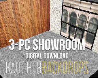 1:43 Scale Diorama Miniature 3-piece Showroom Garage Shop Diecast Model Car Background Display PRINTABLE DIGITAL DOWNLOAD