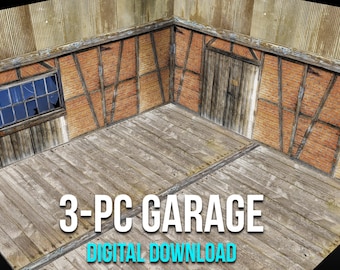 1:18 Scale Diorama Miniature 3-piece Garage Shop Diecast Model Car Background Display PRINTABLE DIGITAL DOWNLOAD