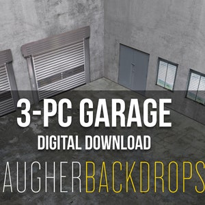 1:64 scale diorama miniature 3 piece garage — cars NOT included. DIGITAL DOWNLOAD