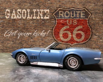 1:18 Scale Diorama Miniature Route 66 Brick Garage Shop Diecast Model Car Background Display PRINTABLE DIGITAL DOWNLOAD