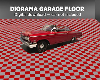 1:24 Scale Diorama Miniature Garage Shop Floor Diecast Model Car Background Display PRINTABLE DIGITAL DOWNLOAD