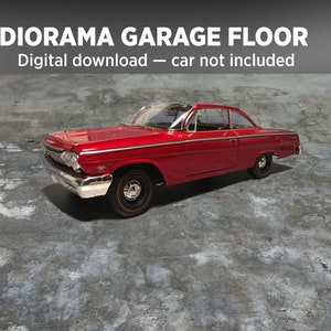 1:64 scale diorama miniature garage floor — cars NOT included. DIGITAL DOWNLOAD