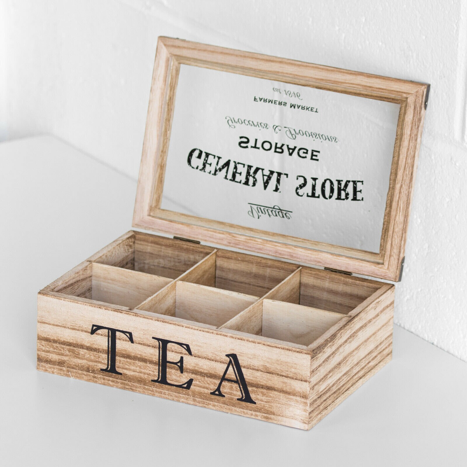 Wood Tea Box 6 Compartment Tea Storage Box Father's Etsy