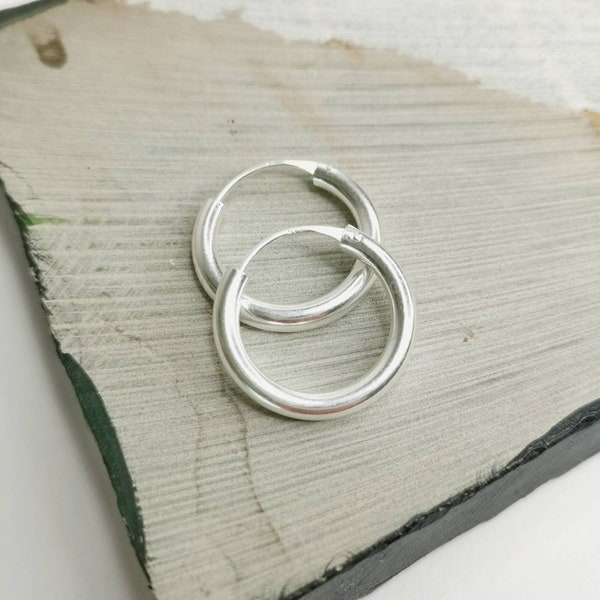 Silver 925 Hoop Earrings 18 mm x 3 mm, Minimalist Earrings, Gypsy Hippie Style, Silver Hoop Earrings, Sterling Silver Hoop Earrings, Chunky Hoop Earrings