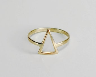 Brass Triangle Ring, Stacking Ring, Minimalist Ring, Geometric Ring, Triangular Ring, Gold Ring, Brass Ring Gold