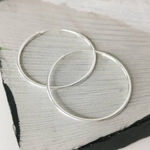 Thin hoop earrings made of 925 silver, hoop earrings 30 mm, 40 mm, 50 mm, sterling silver hoop earrings, silver hoop earrings fine and light image 5