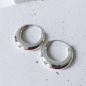 Pendientes de aro de media luna de plata 925, pendientes de aro gruesos de plata de ley de 30 mm, pendientes de aro anchos minimalistas