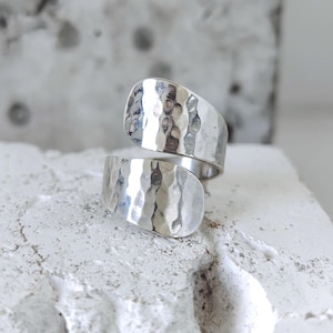925 sterlingsilverring, hamrad, statementring, organisk ring