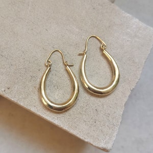 Small chunky oval hoop earrings made of brass, wide drop earrings, statement earrings, hippie boho earrings