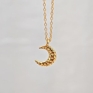 Gold-plated 925 silver chain with half moon pendant, necklace and half moon pendant 14K gold-plated, moon necklace gold
