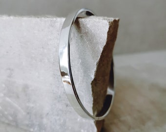 Bracciale rigido piatto in argento sterling, braccialetto di dichiarazione, braccialetto in argento puro 925, braccialetto largo in argento