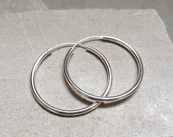 925 Silver Hoop Earrings 45 mm x 3 mm, Minimalist Earrings, Silver Hoop Earrings, Sterling Silver Hoop Earrings, Chunky Hoop Earrings