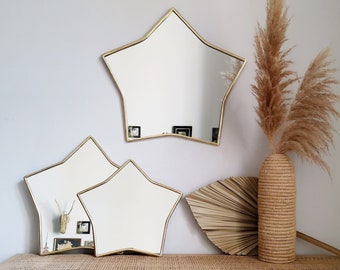 Star mirror with golden frame, golden wall mirror, mirror from Morocco, handmade