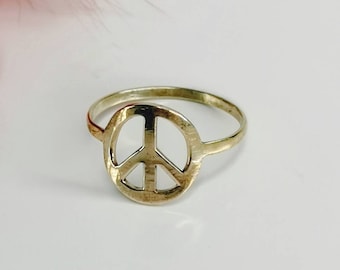 Peace Ring made of brass, stacking ring, minimalist ring, peace & love ring, golden ring, brass ring gold