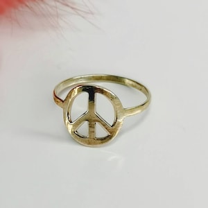 Brass Peace Ring, Stacking Ring, Minimalist Ring, Peace & Love Ring, Golden Ring, Gold Brass Ring