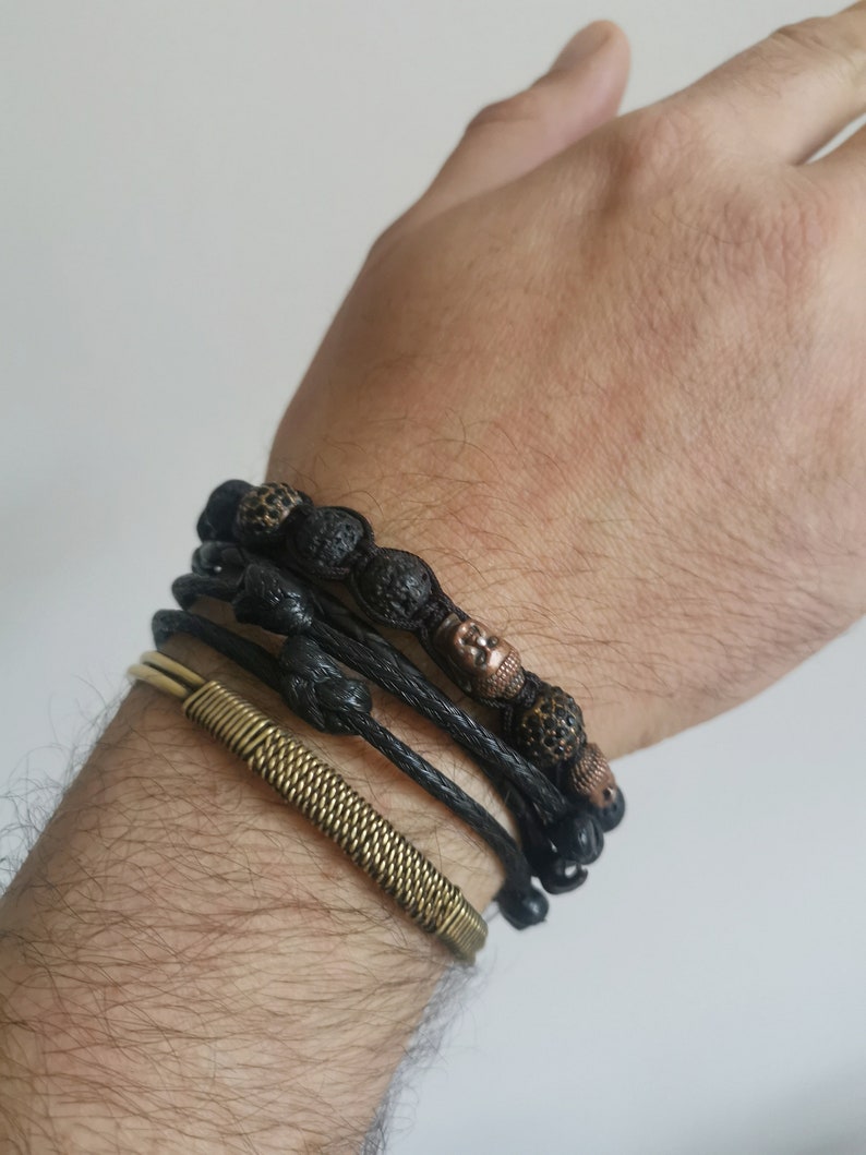 Bracelet made of golden brass, bangle made of brass gold wrapped twisted, minimalist simple bangle image 2