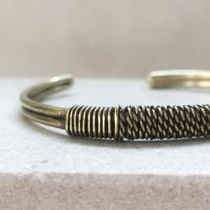 Bracelet made of golden brass, bangle made of brass gold wrapped twisted, minimalist simple bangle image 3