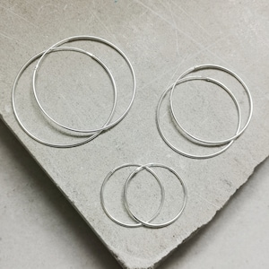 Thin hoop earrings made of 925 silver, hoop earrings 30 mm, 40 mm, 50 mm, sterling silver hoop earrings, silver hoop earrings fine and light image 1