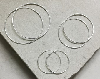 Thin hoop earrings made of 925 silver, hoop earrings 30 mm, 40 mm, 50 mm, sterling silver hoop earrings, silver hoop earrings fine and light