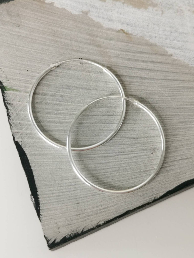 Thin hoop earrings made of 925 silver, hoop earrings 30 mm, 40 mm, 50 mm, sterling silver hoop earrings, silver hoop earrings fine and light image 8