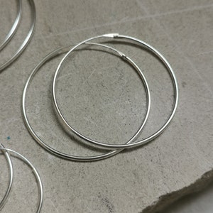 Thin hoop earrings made of 925 silver, hoop earrings 30 mm, 40 mm, 50 mm, sterling silver hoop earrings, silver hoop earrings fine and light image 4
