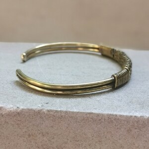 Bracelet made of golden brass, bangle made of brass gold wrapped twisted, minimalist simple bangle image 5