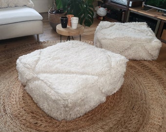 Moroccan pouf, Berber floor cushion, wool seat cushion, vintage cushion, boho seat cushion Marrakech, Beni Ourain