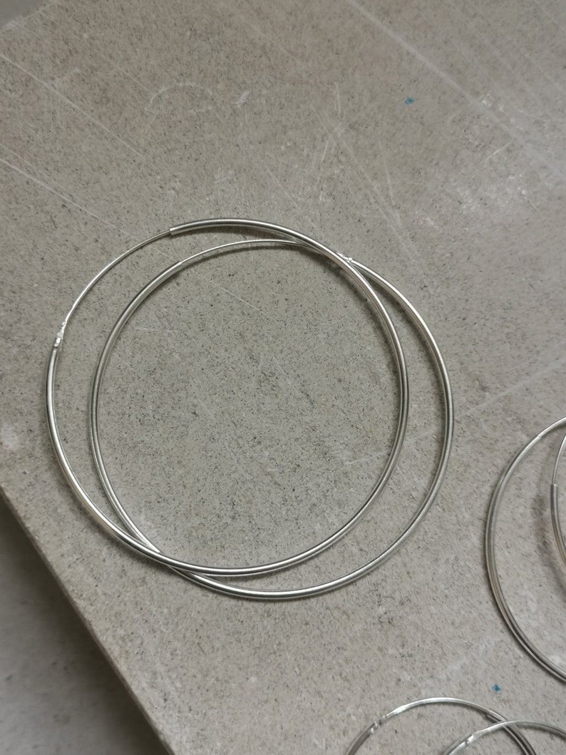 Thin hoop earrings made of 925 silver, hoop earrings 30 mm, 40 mm, 50 mm, sterling silver hoop earrings, silver hoop earrings fine and light image 9