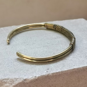 Bracelet made of golden brass, bangle made of brass gold wrapped twisted, minimalist simple bangle image 8