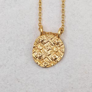 Gold-plated 925 silver chain medallion pendant, necklace and hammered pendant 14K gold-plated, plate chain gold, plate chain