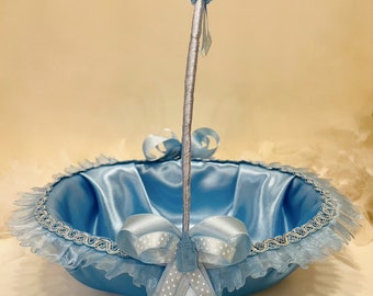 Gift basket light blue baby shower baptism favors