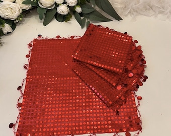 Halay Mendili Large Dance Towels Wedding Red Sequin Towels Sequin Towels