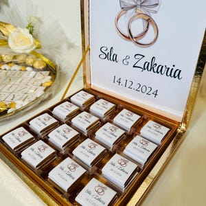 Personalized chocolate bars chocolate box with name as desired for engagement, marriage, wedding, birthday, baptism, Söz, Nisan, Nikah