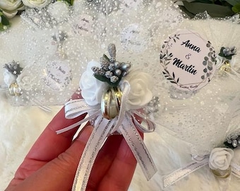 10x guest gifts with rings tulle bags almond bags wedding marriage engagement