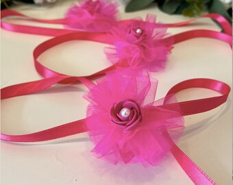 Bridesmaid Flower Bracelet Pink Vintage Hand Corsage Baby Photo Shoot